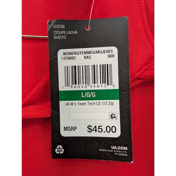 NWT Under Armour Women's UA Tech Team ½ Zip in Red size Large - Picture 6 of 7